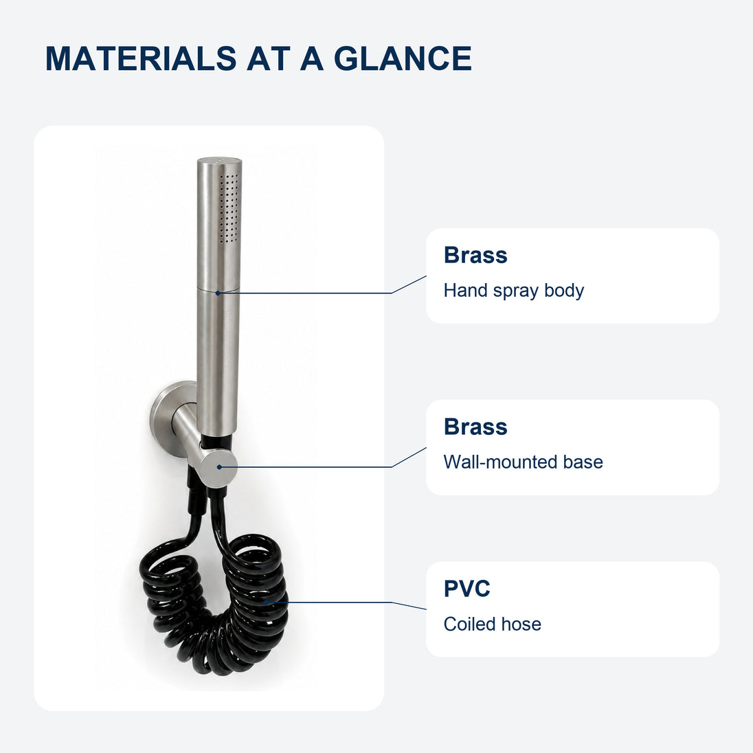 FILER rotary brass bidet sprayer with black coiled hose — brass and PVC materials