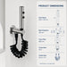 FILER push-button stainless steel bidet sprayer with black coiled hose — dedicated wall outlet dimensions