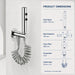 FILER push-button stainless steel bidet sprayer polished silver with gray coiled hose — dedicated configuration dimensions