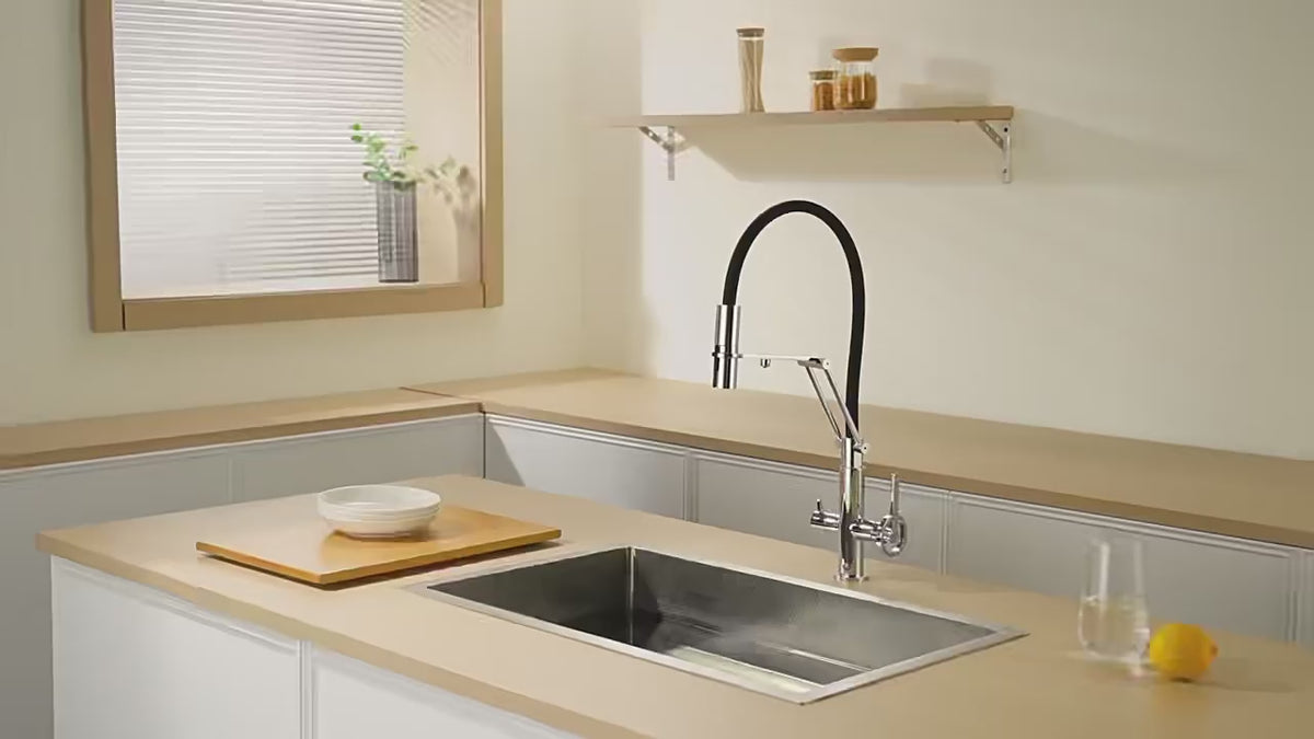 Chrome filtered-water configuration: controls and articulated spray head demonstration