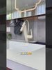 Cream White L2030W|Supplier demonstration: pull-out head, magnetic return, pause button and two water modes; original Chinese captions and supplier branding retained