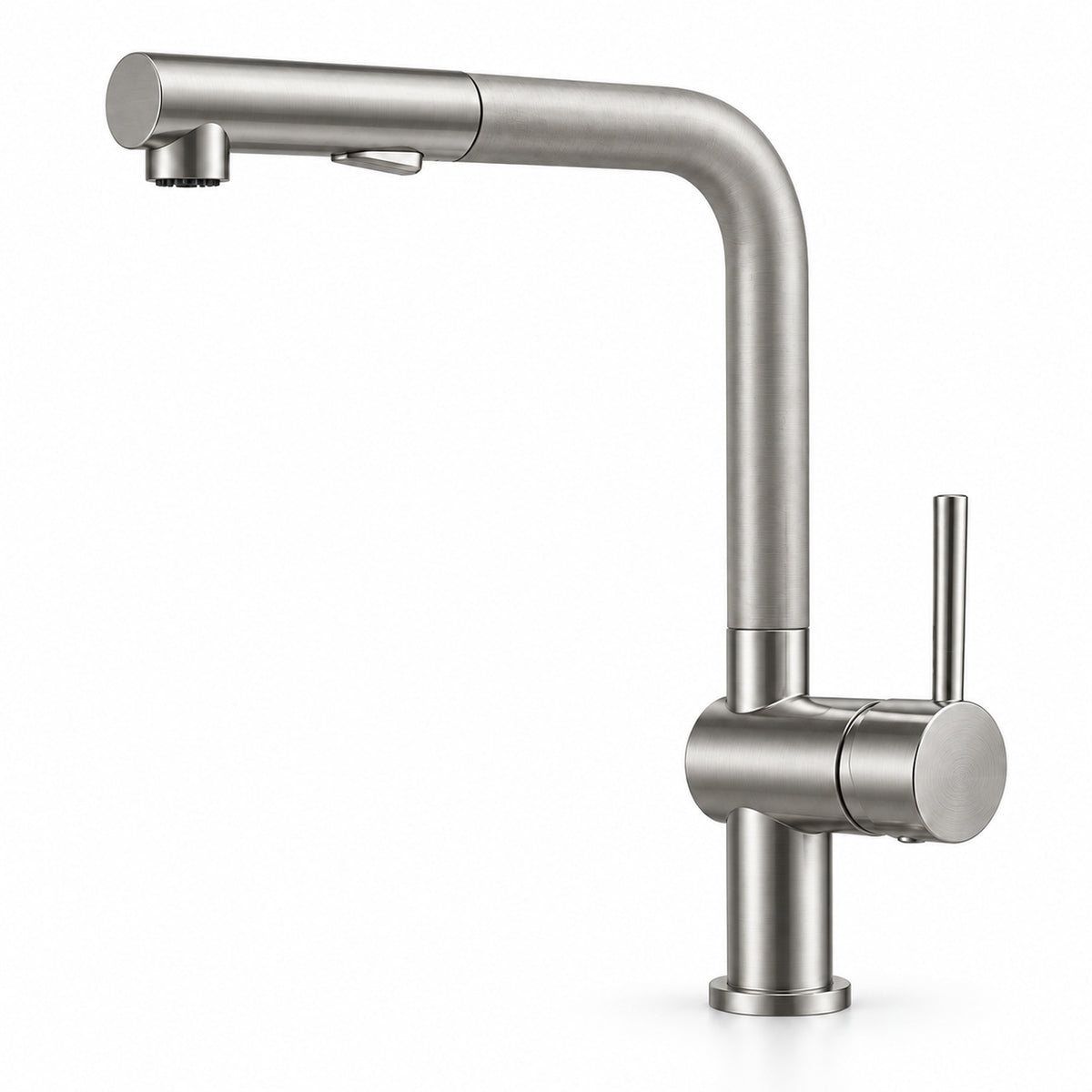 FILER Pull-Out Kitchen Faucet with Optional Filtered-Water Outlet — Standard 2-in-1 / Brushed Silver — white-background product view