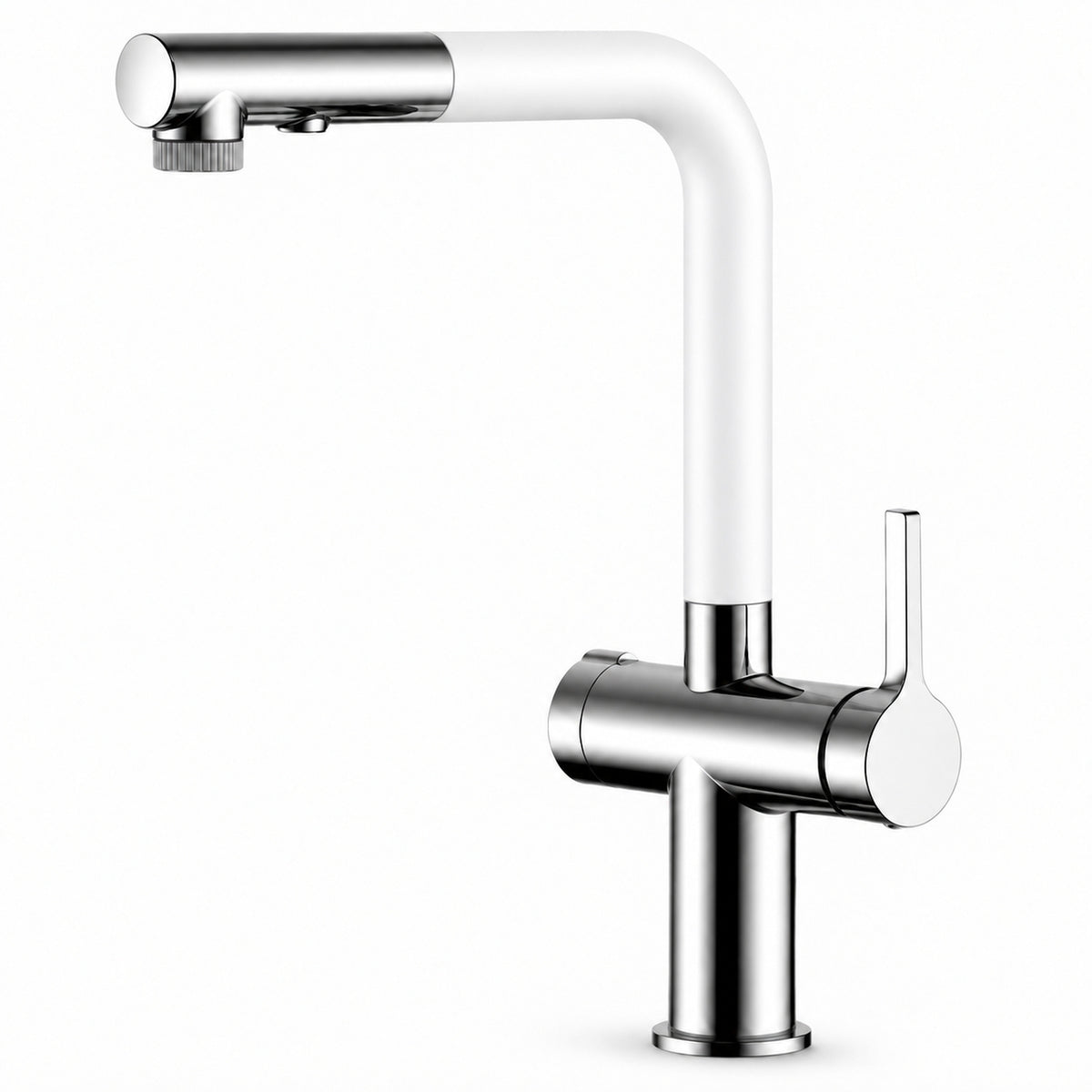 FILER Pull-Out Kitchen Faucet with Optional Filtered-Water Outlet — Upgraded 3-in-1 / White — white-background product view