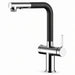 FILER Pull-Out Kitchen Faucet with Optional Filtered-Water Outlet — Upgraded 3-in-1 / Black / Chrome — white-background product view