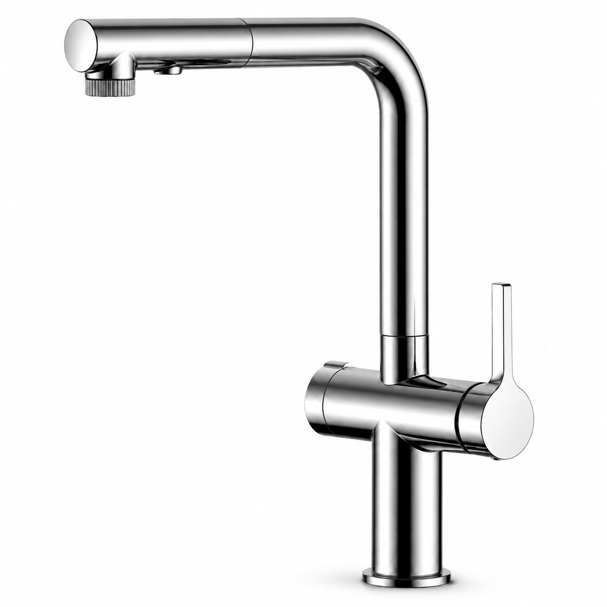 FILER Pull-Out Kitchen Faucet with Optional Filtered-Water Outlet — Upgraded 3-in-1 / Polished Chrome — white-background product view