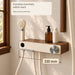 FILER cream and walnut-effect shower set — 330 mm mixer shelf