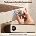 FILER cream and walnut-effect shower set — temperature knob and water-powered display
